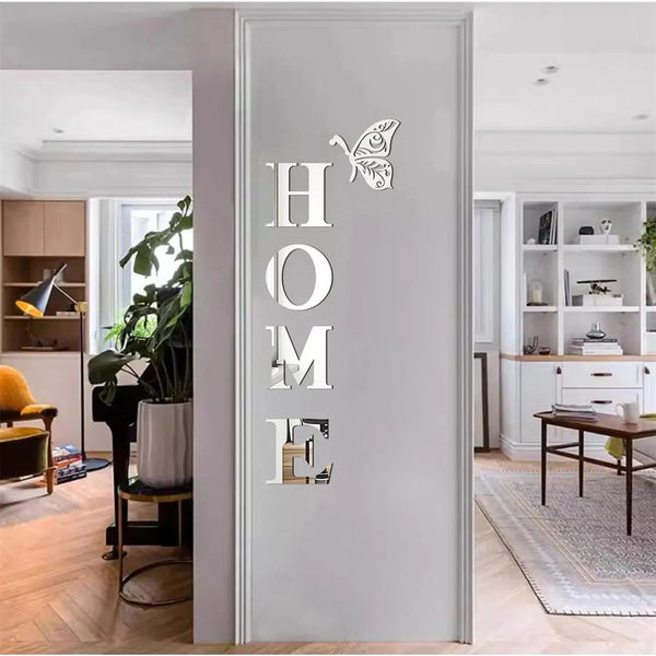 HOMEButterfly acrylic mirror wall stickers home background wall stickers porch DIY mirror letters