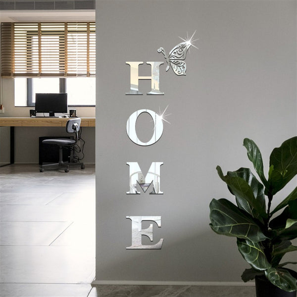 HOMEButterfly acrylic mirror wall stickers home background wall stickers porch DIY mirror letters
