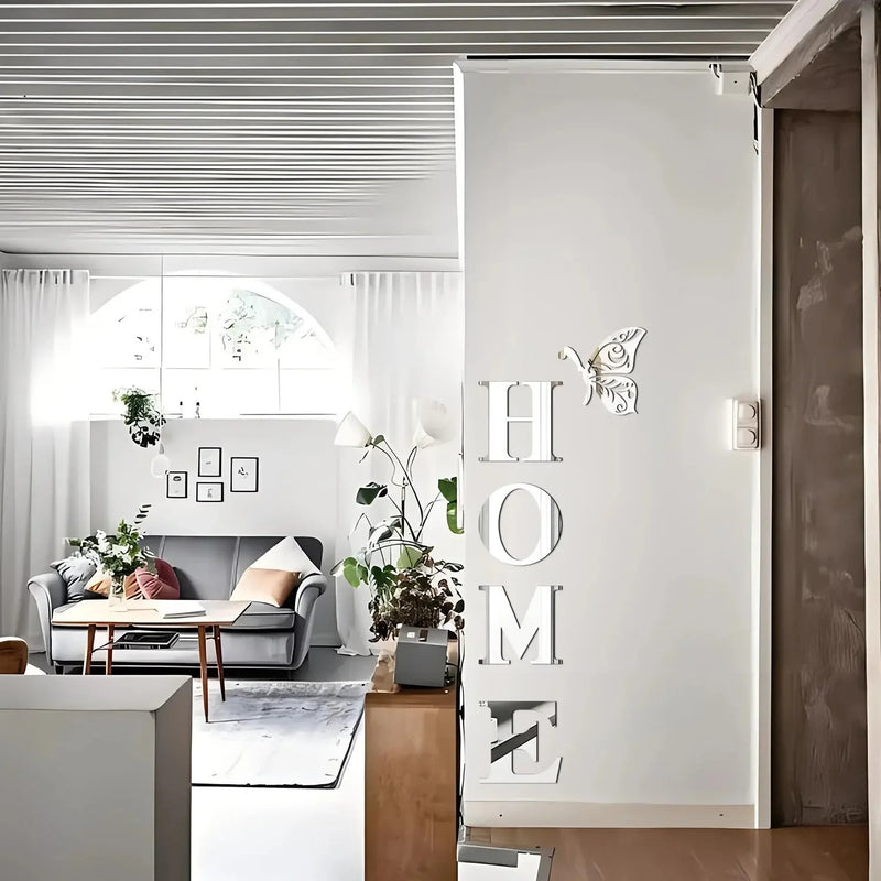 HOMEButterfly acrylic mirror wall stickers home background wall stickers porch DIY mirror letters
