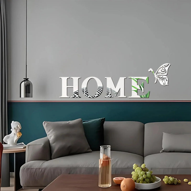 HOMEButterfly acrylic mirror wall stickers home background wall stickers porch DIY mirror letters